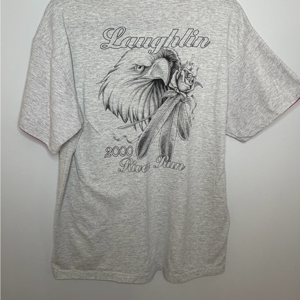 Vintage Laughlin 2000 River Run T-Shirt – Bald Eagle Graphic – Retro Biker Tee - Picture 3 of 3